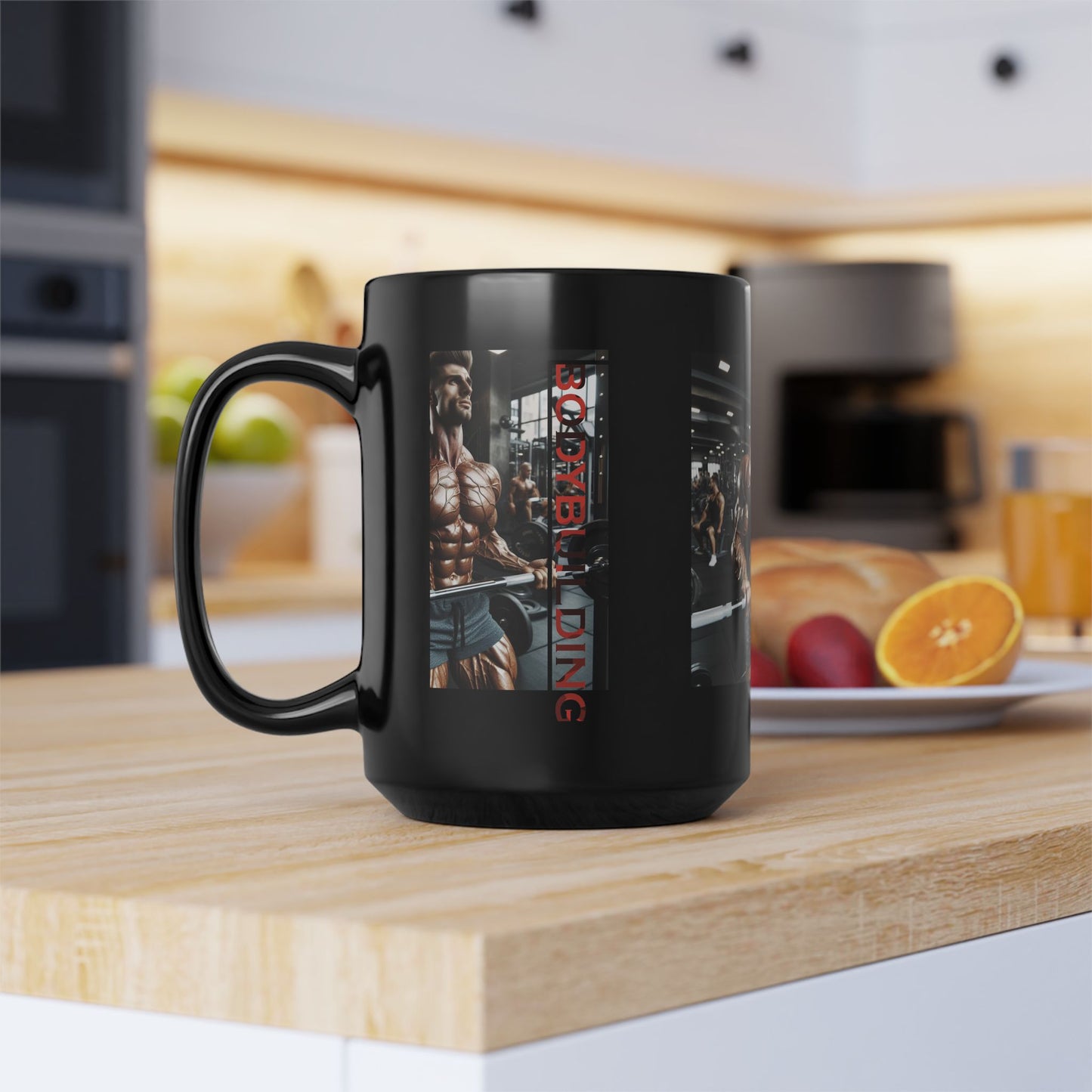Bodybuilding / Black Mug, 15oz