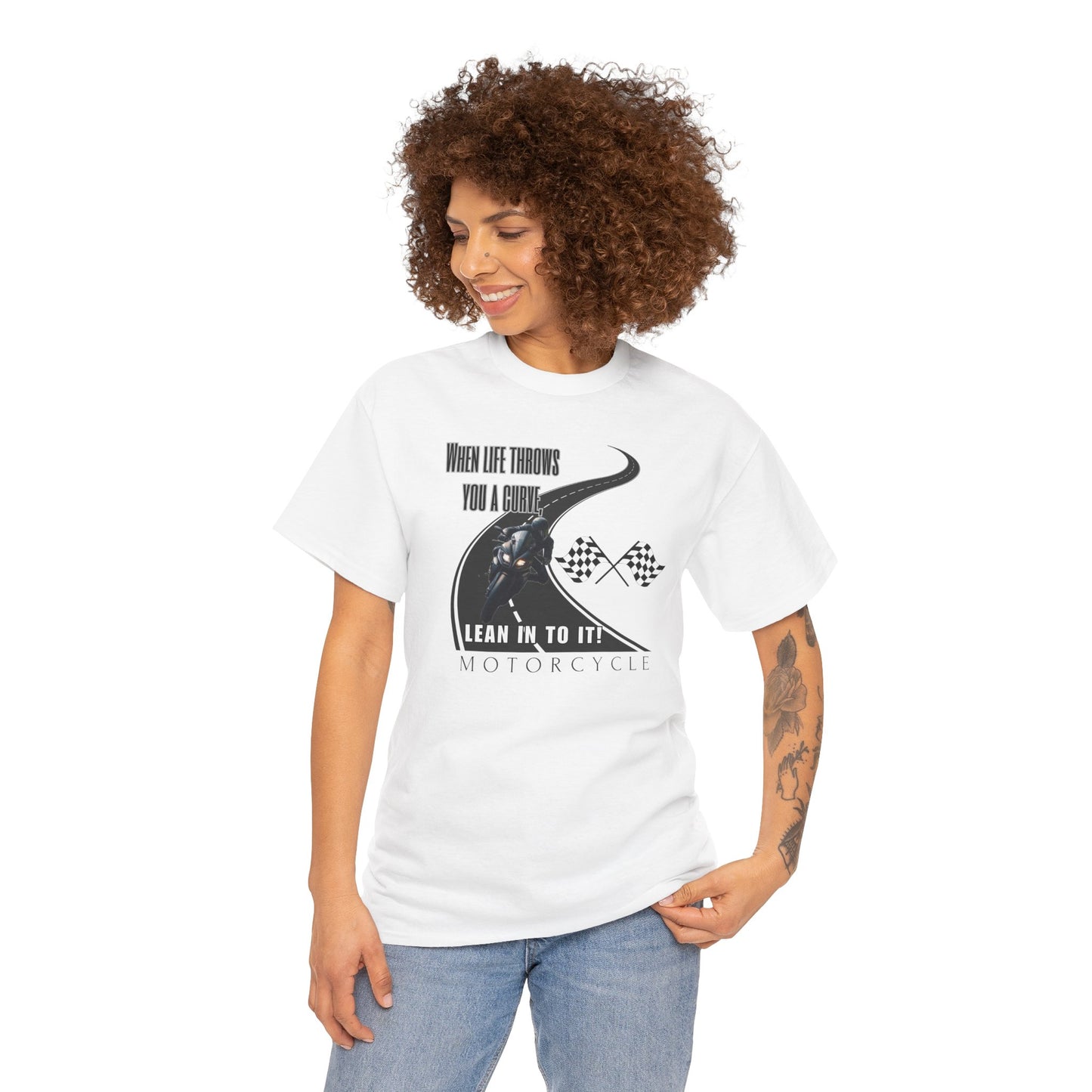 When Life Throws You A Curve, Lean In To It Unisex Heavy Cotton Tee