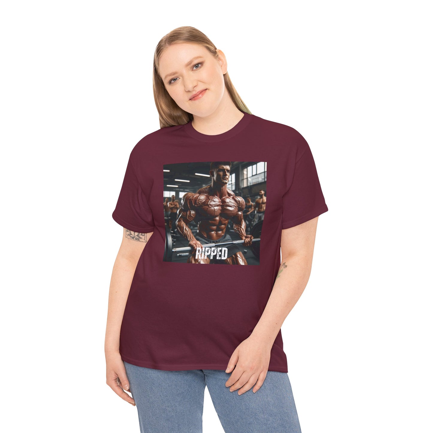"Ripped" bodybuilding design Unisex Heavy Cotton Tee