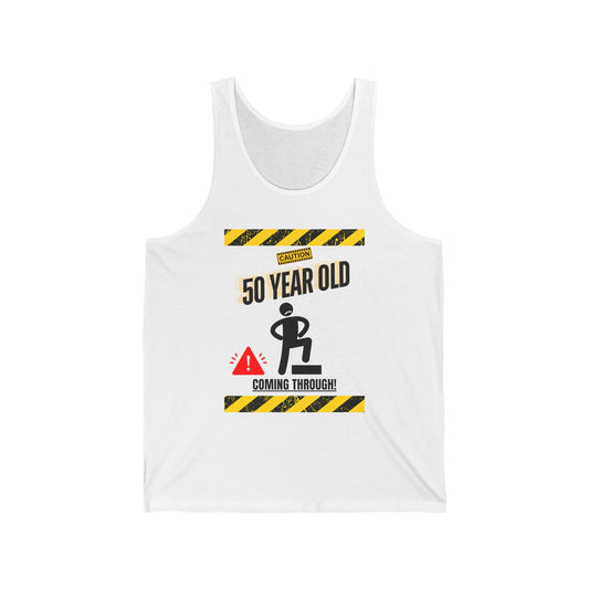 Caution 50 year old / Unisex Jersey Tank