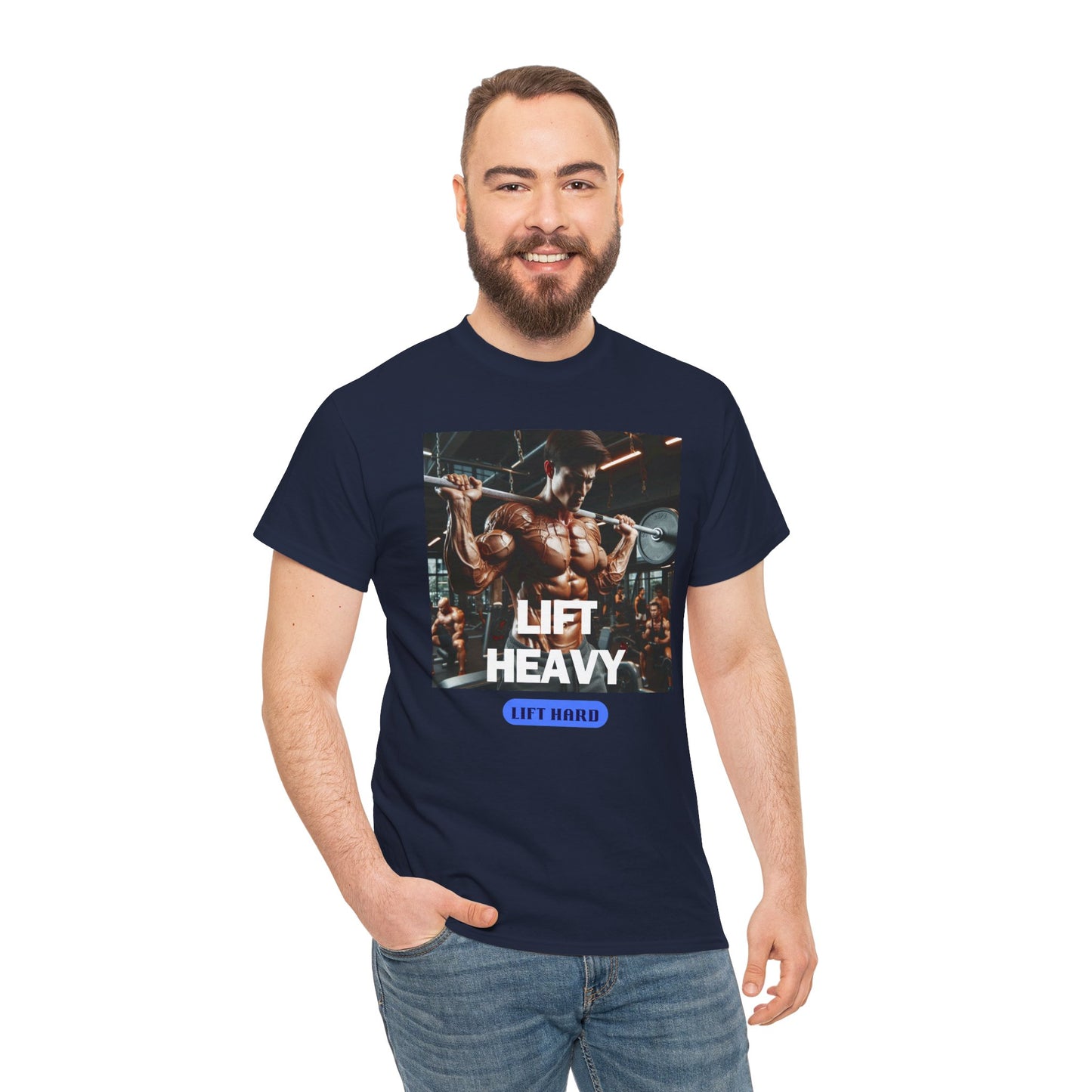 Lift heavy lift hard Unisex Heavy Cotton Tee