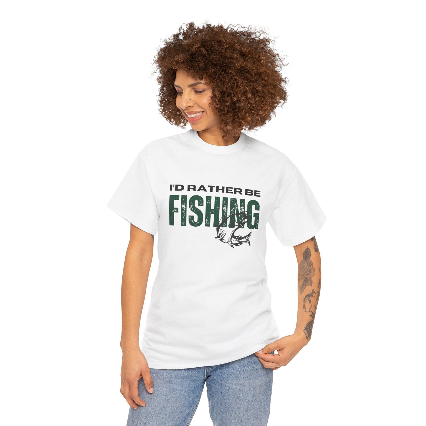 I'd Rather Be Fishing Unisex Heavy Cotton Tee