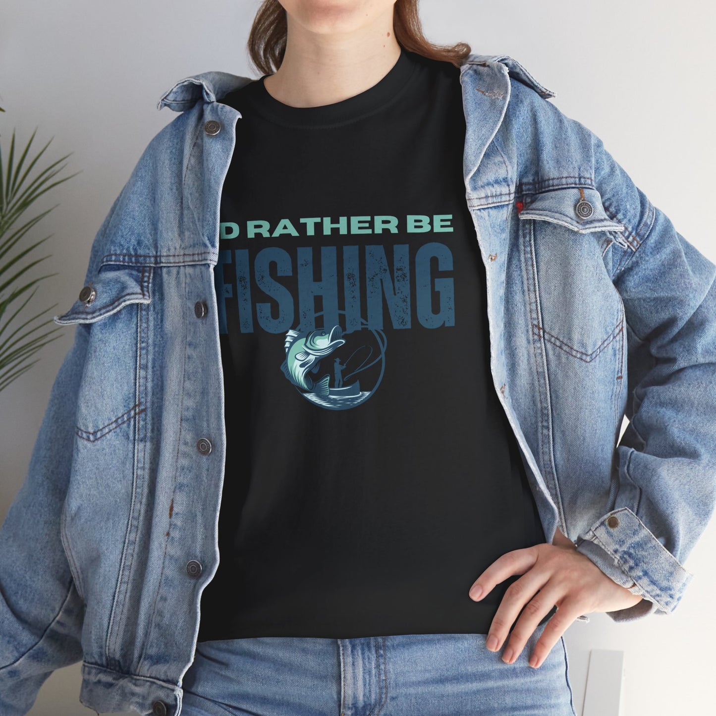 I'd Rather Be Fishing Unisex Heavy Cotton Tee