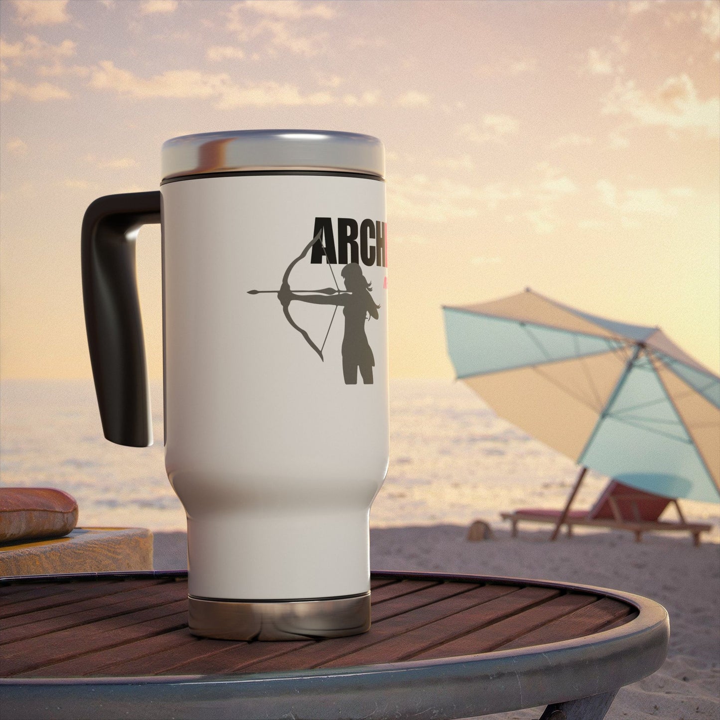 Archery Mastery / Stainless Steel Travel Mug with Handle, 14oz