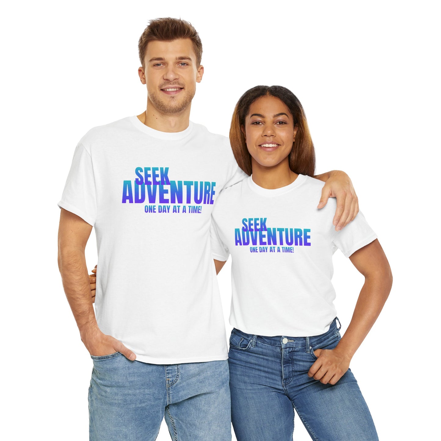 Seek Adventure quote Unisex Heavy Cotton Tee