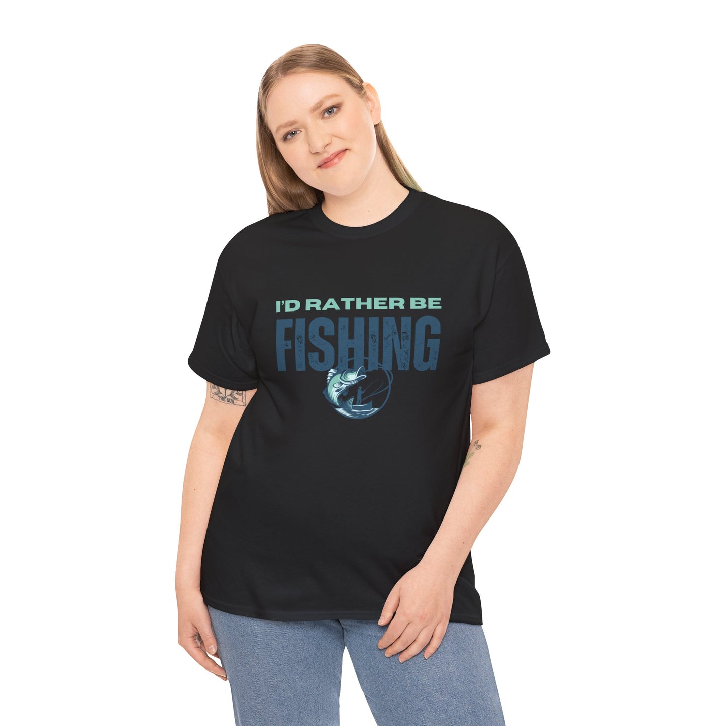 I'd Rather Be Fishing Unisex Heavy Cotton Tee