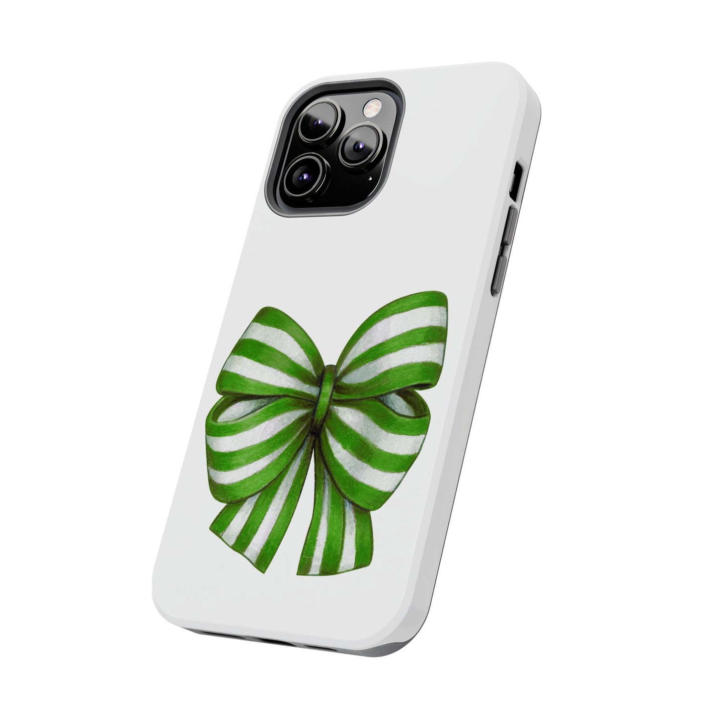 Green striped bow / Tough Phone Cases