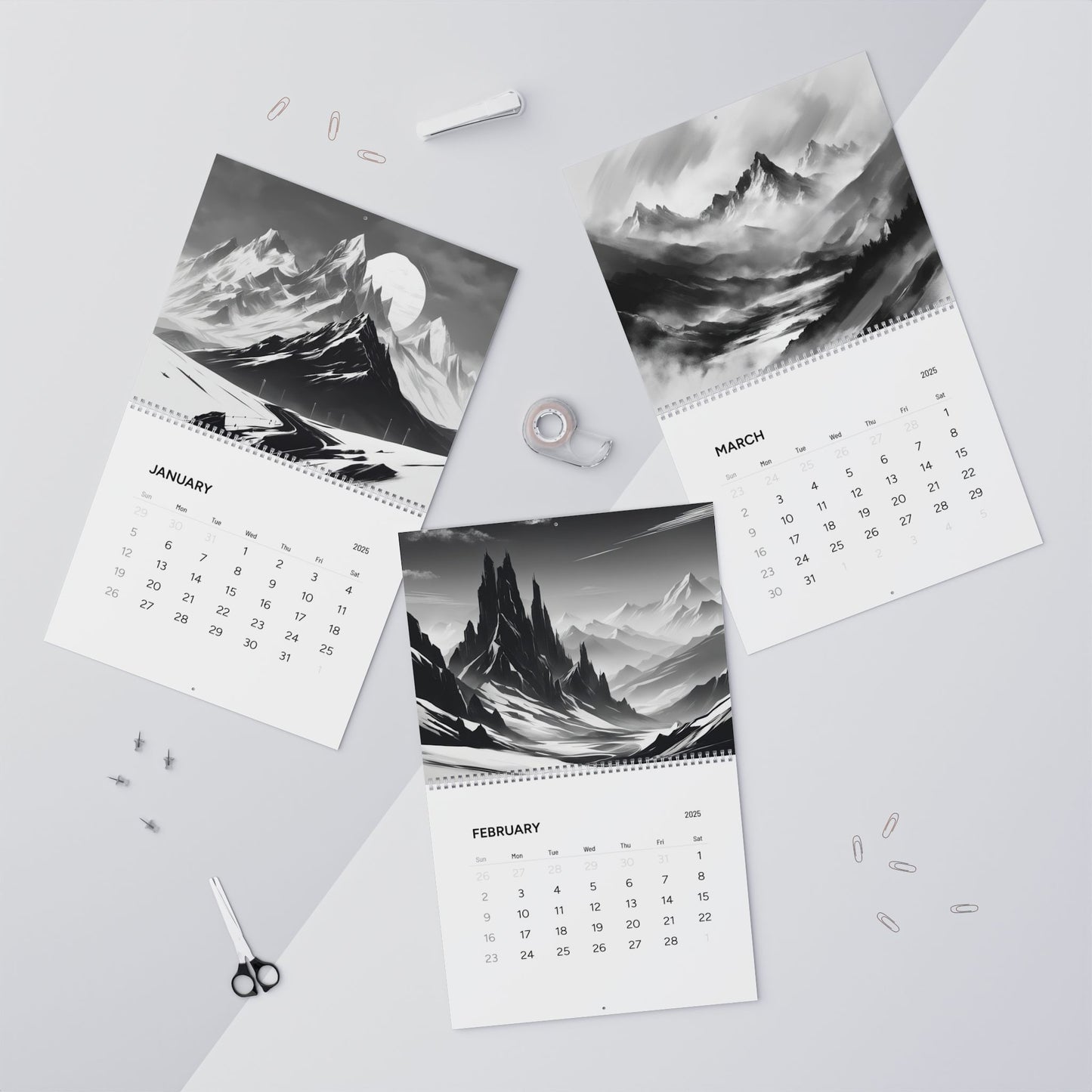 (AI PAINTINGS) Mountains Calendar 2025 / Wall Calendars (2025)