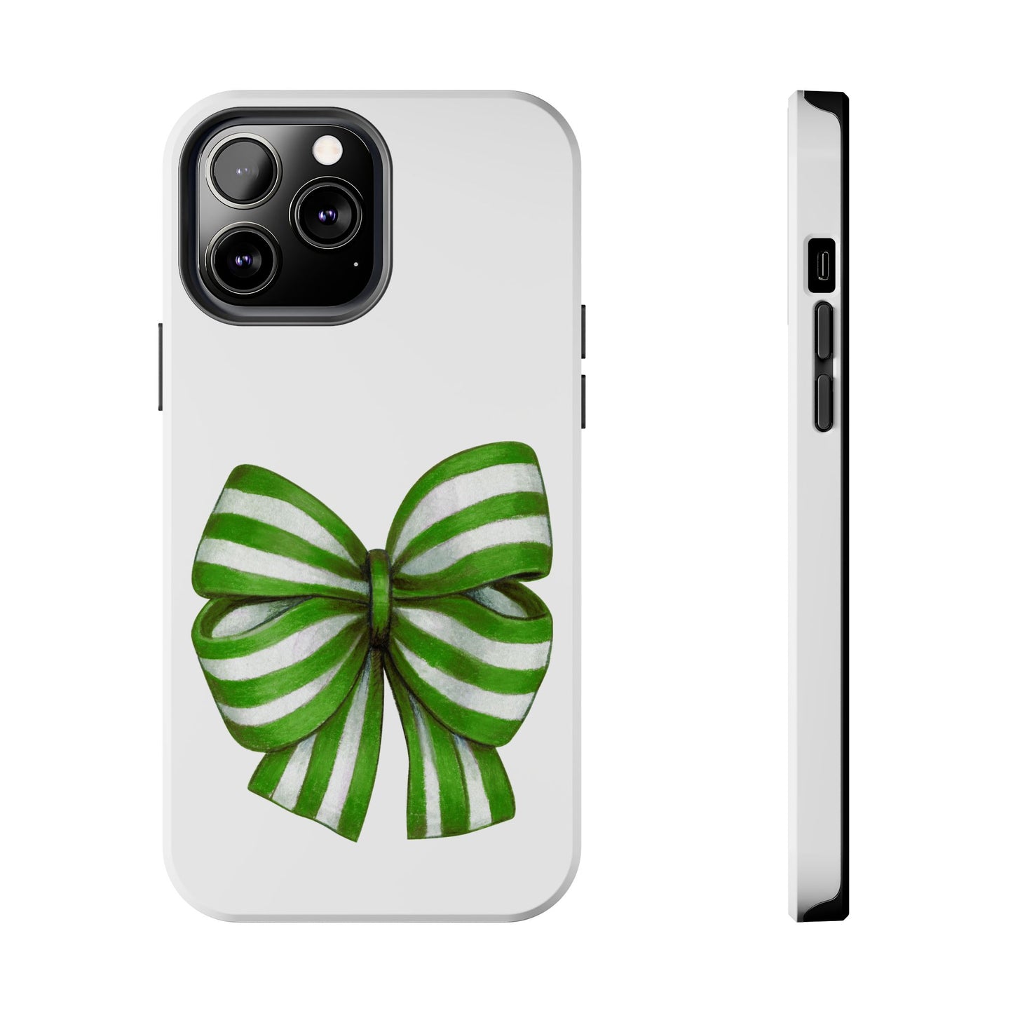 Green striped bow / Tough Phone Cases