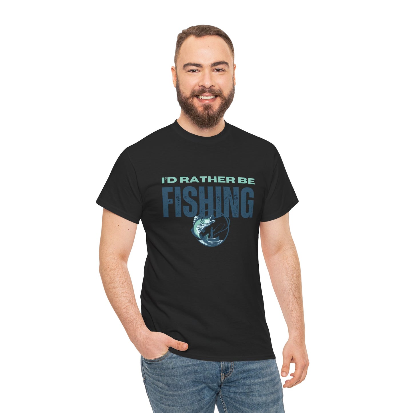 I'd Rather Be Fishing Unisex Heavy Cotton Tee