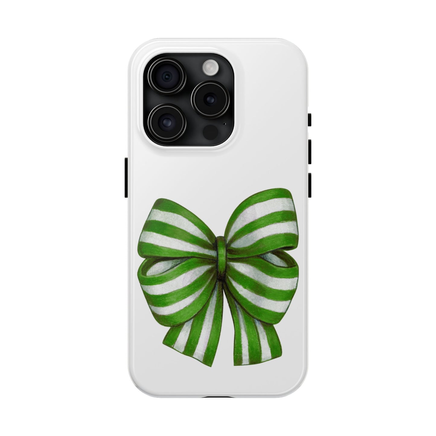 Green striped bow / Tough Phone Cases