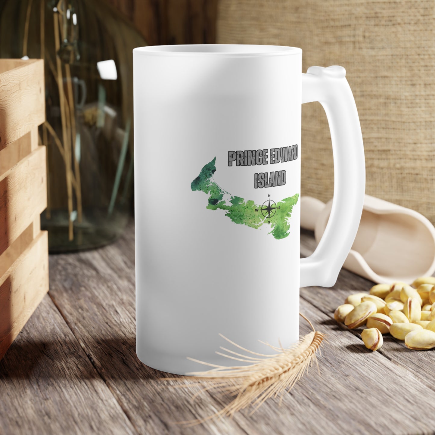 Prince Edward Island / Frosted Glass Beer Mug 16 oz