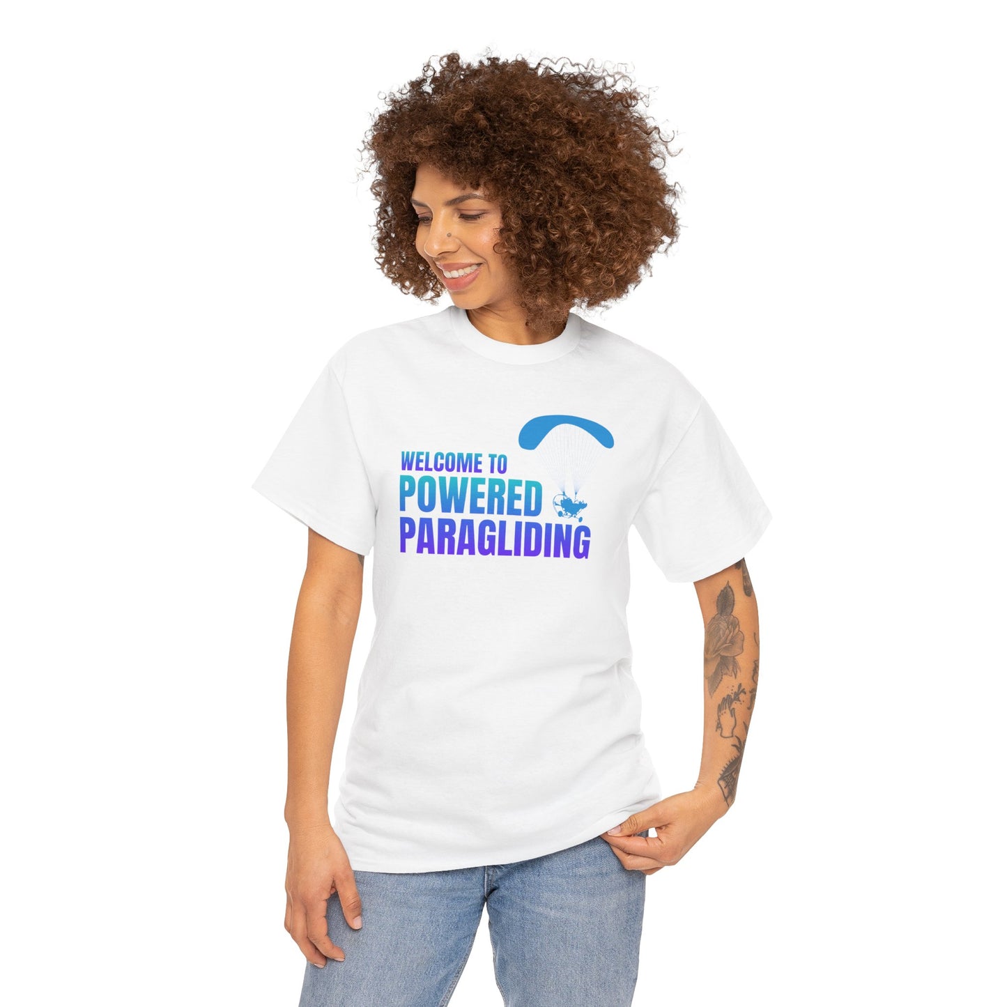 Welcome to Powered Paragliding Unisex Heavy Cotton Tee