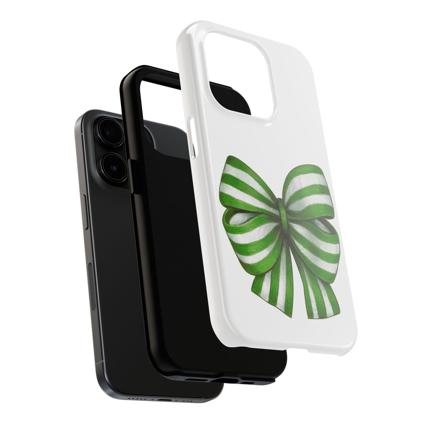 Green striped bow / Tough Phone Cases