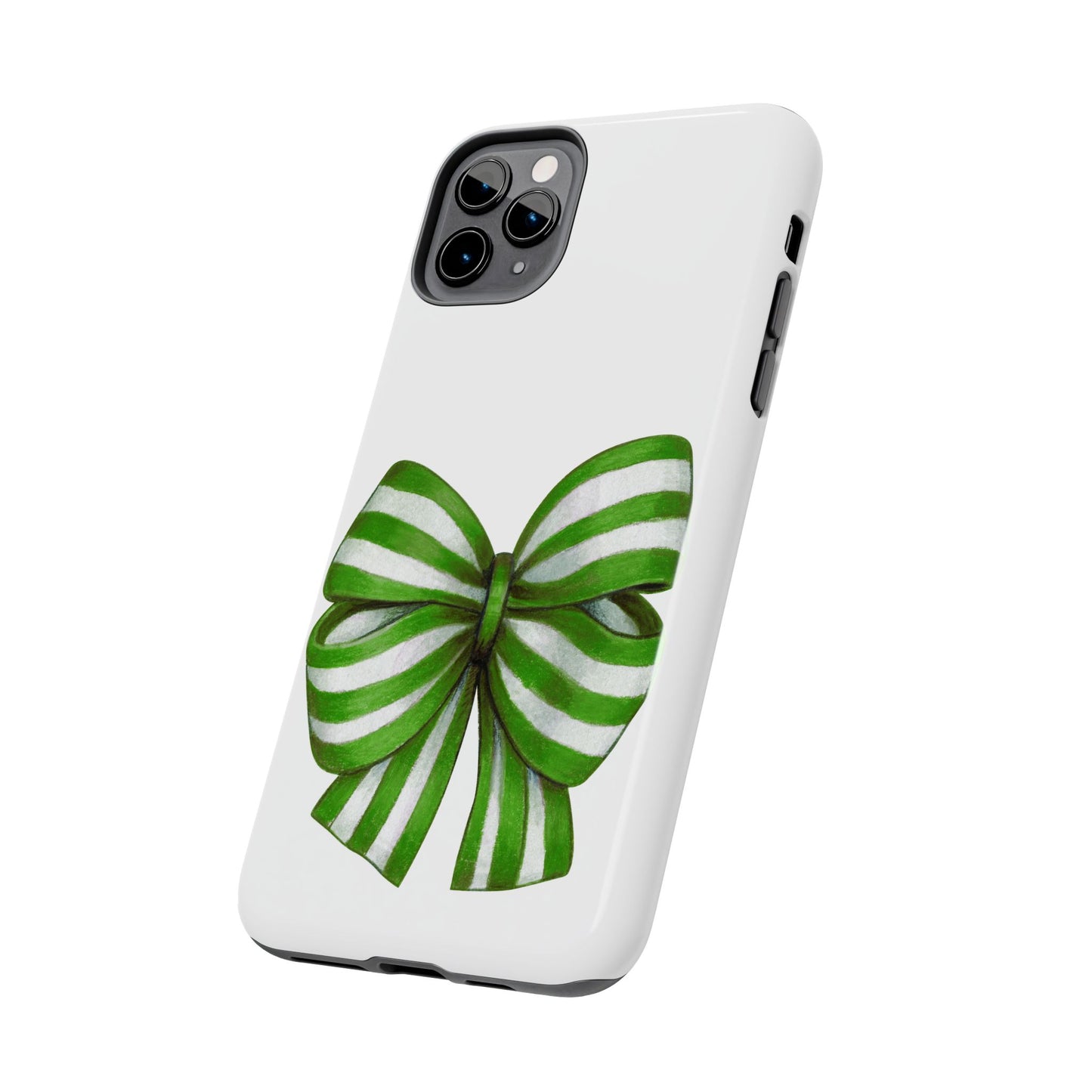 Green striped bow / Tough Phone Cases