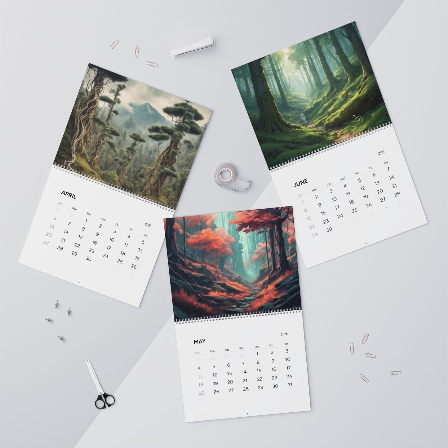 AI Forest Paintings  / Wall Calendars (2025)