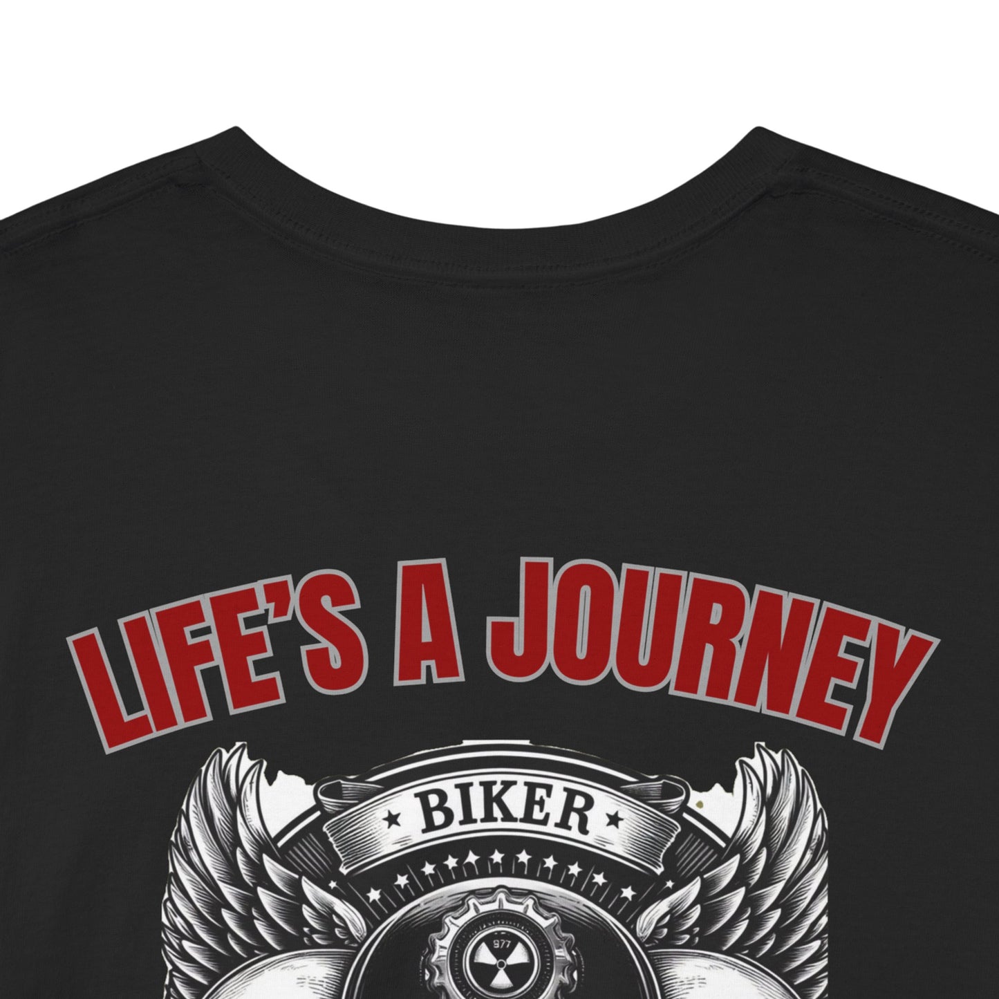 Life's A Journey On two wheels is recommended / created with AI Unisex Heavy Cotton Tee