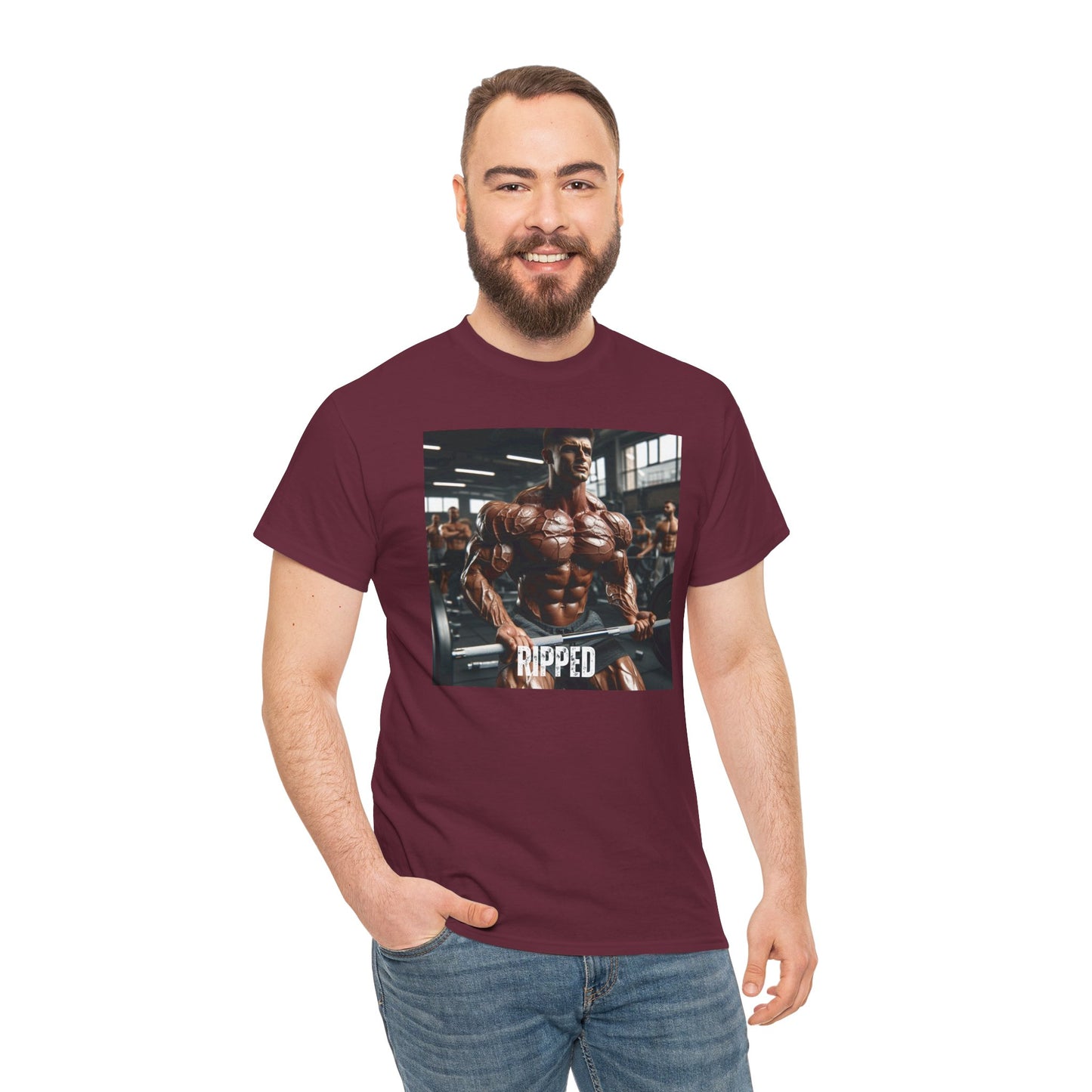 "Ripped" bodybuilding design Unisex Heavy Cotton Tee