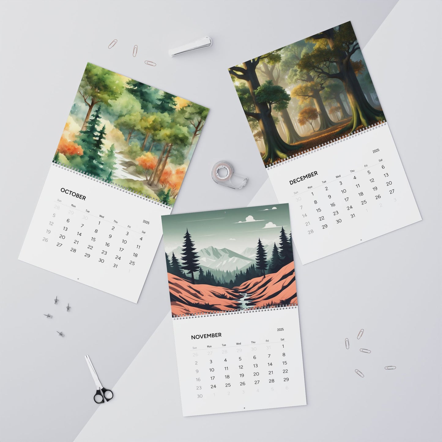 AI Forest Paintings  / Wall Calendars (2025)