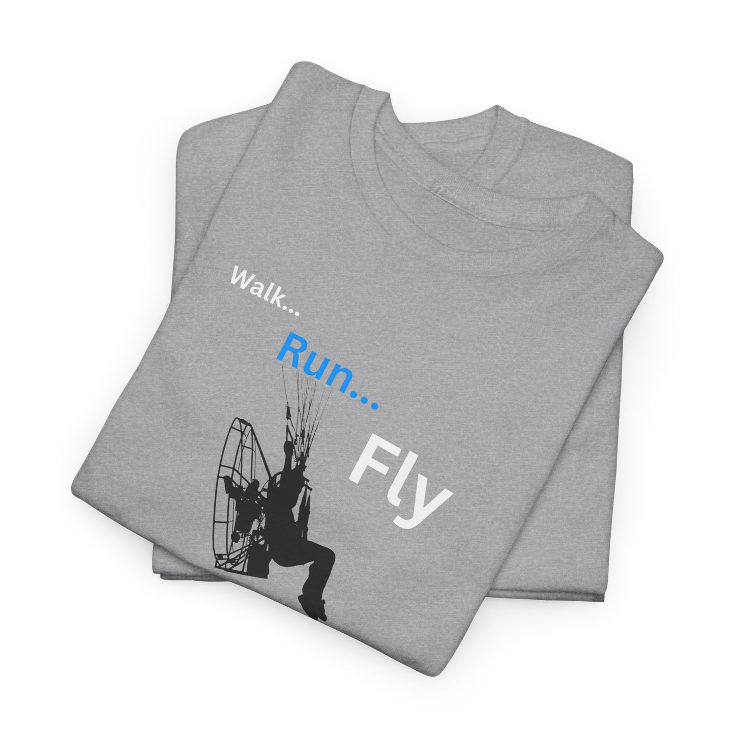 Walk, Run, Fly, Paramotor Unisex Heavy Cotton Tee