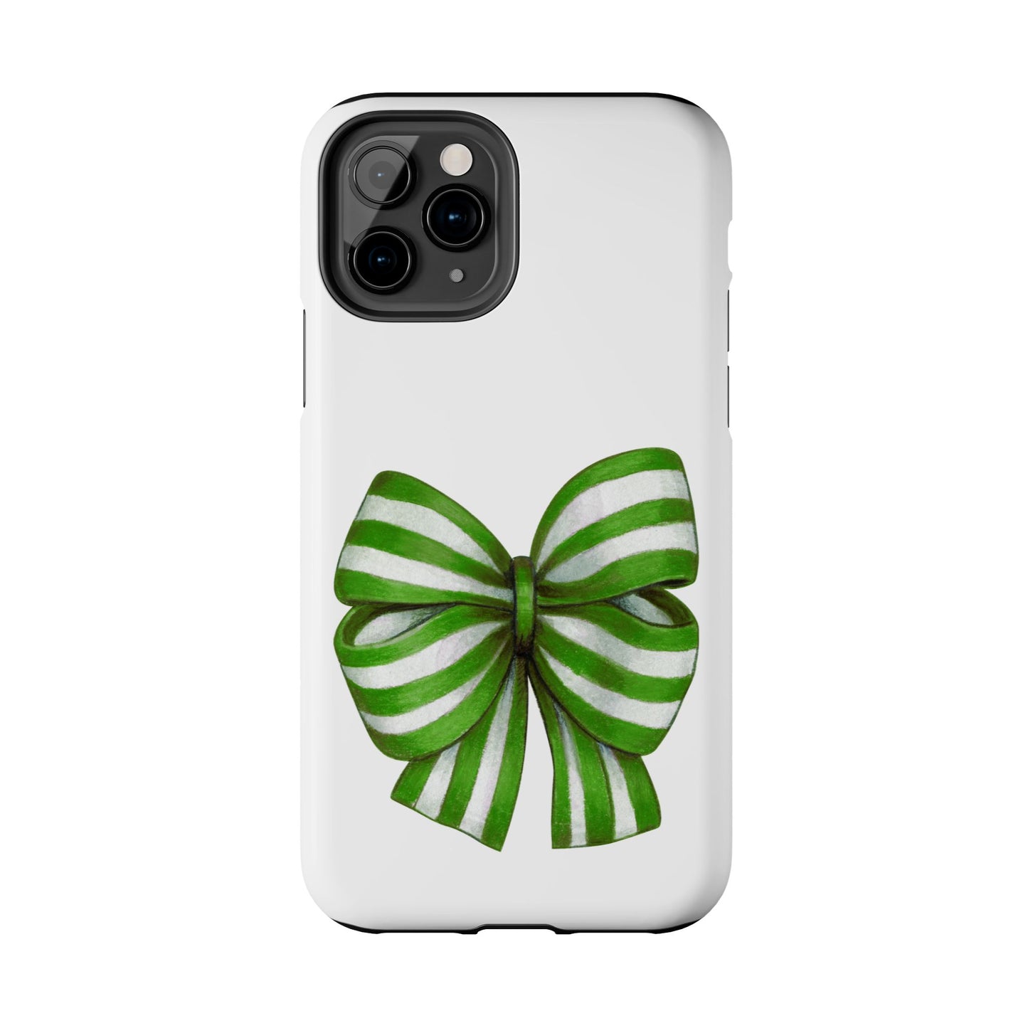 Green striped bow / Tough Phone Cases