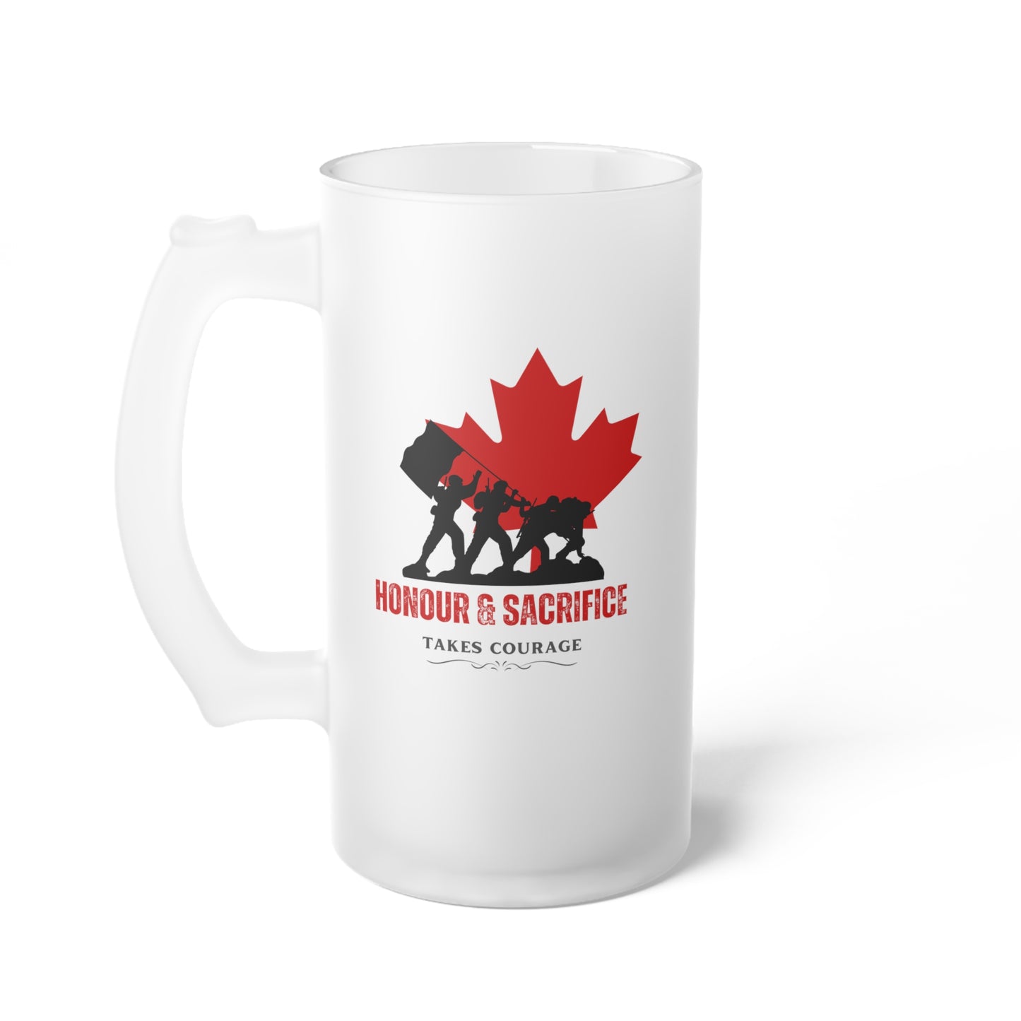 Honor and Sacrifice / Veterans / Frosted Glass Beer Mug 16 oz