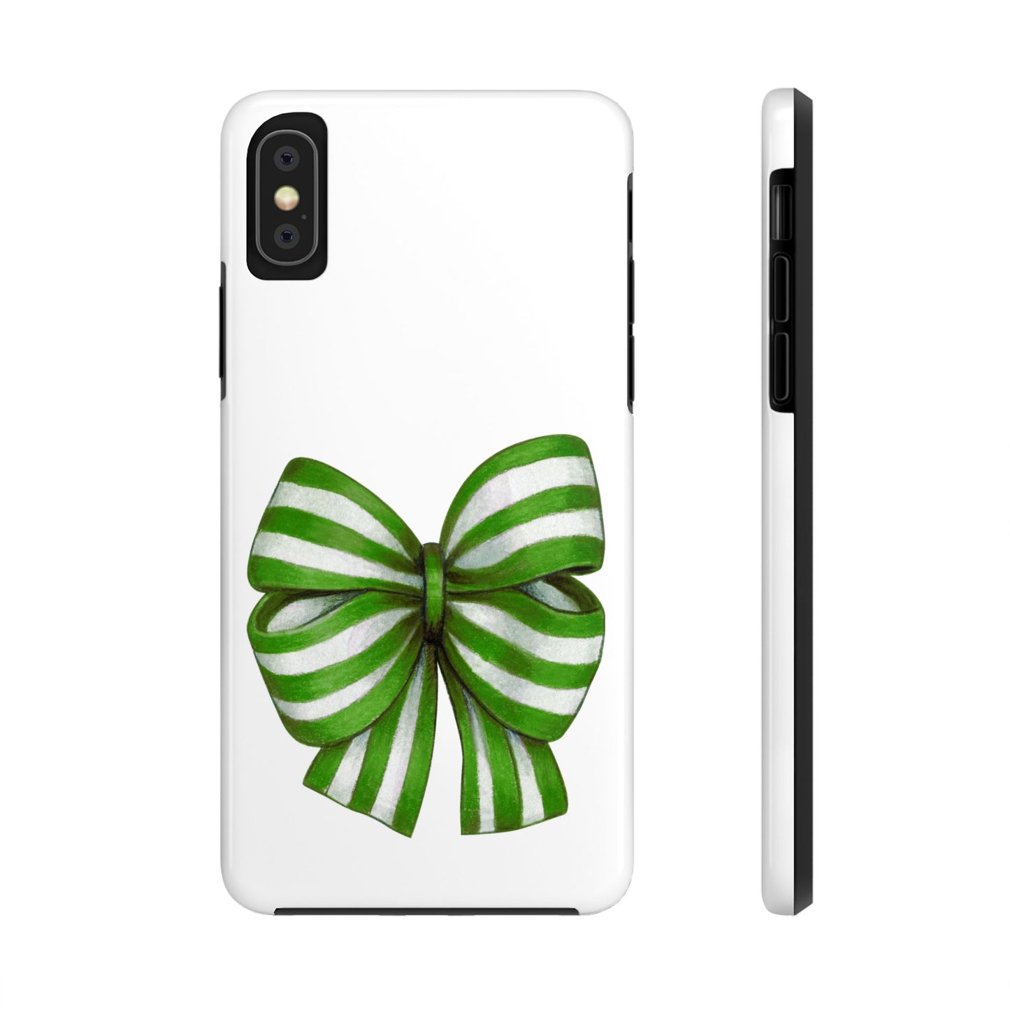 Green striped bow / Tough Phone Cases