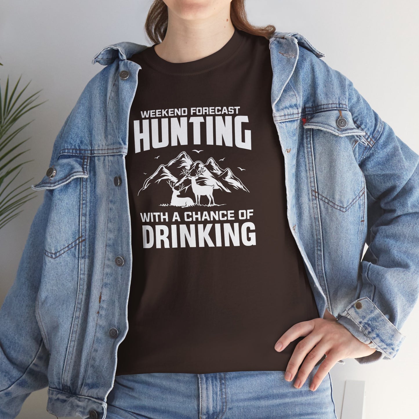 Hunting with a chance of Drinking Unisex Heavy Cotton Tee