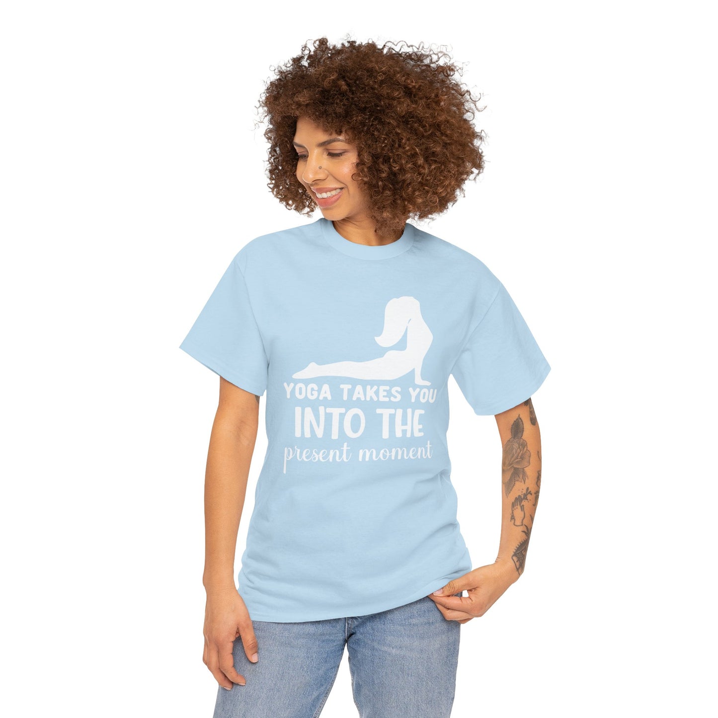 Yoga takes you in to the present moment Unisex Heavy Cotton Tee