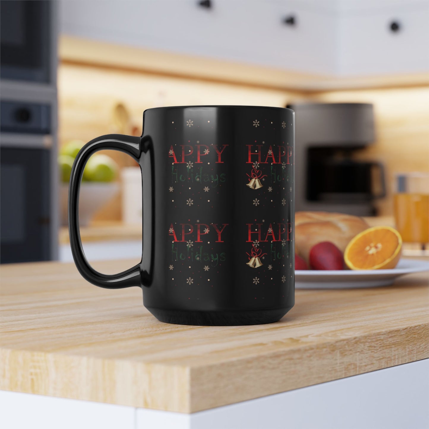 Happy Holidays / Black Mug, 15oz