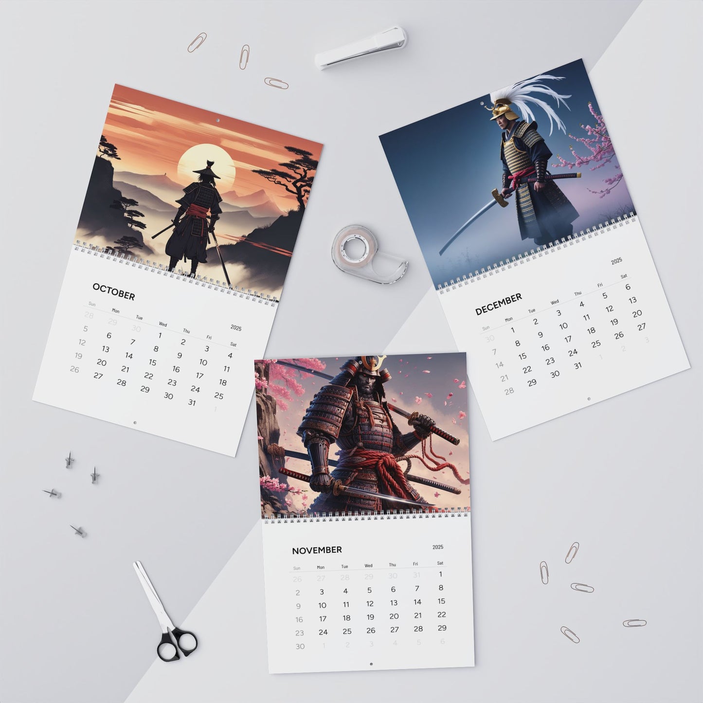 Samurai Calendar (AI creations) / Wall Calendars (2025)