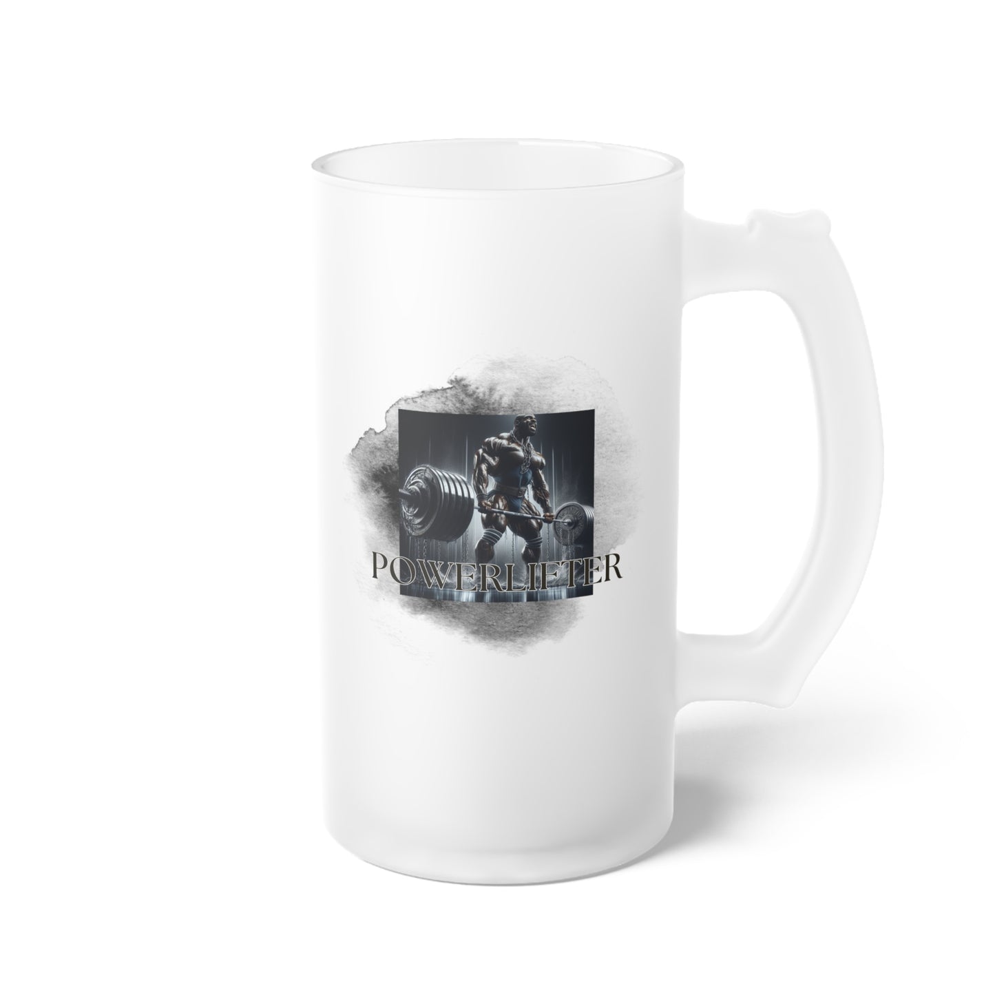 Powerlifter / Frosted Glass Beer Mug 16 oz