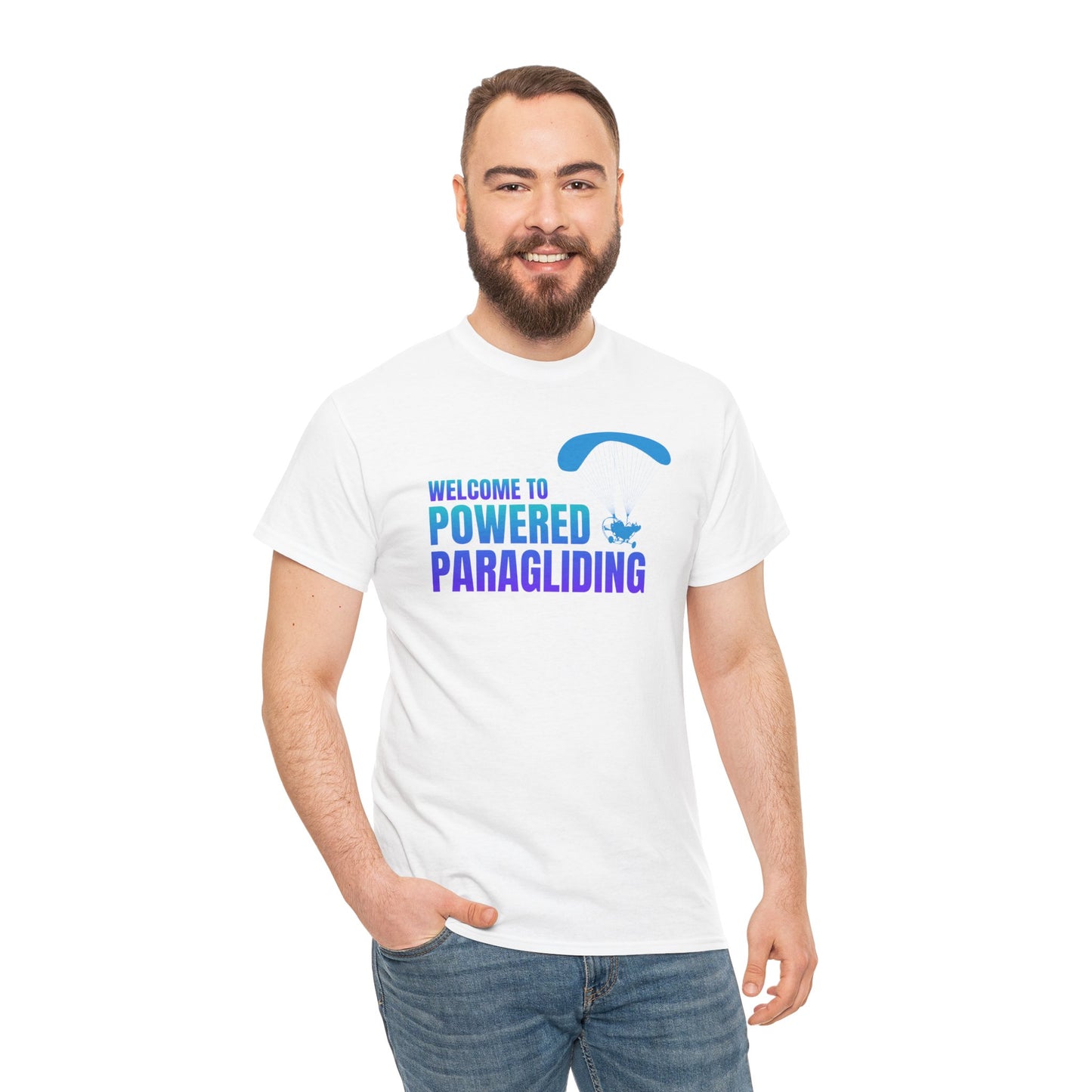 Welcome to Powered Paragliding Unisex Heavy Cotton Tee