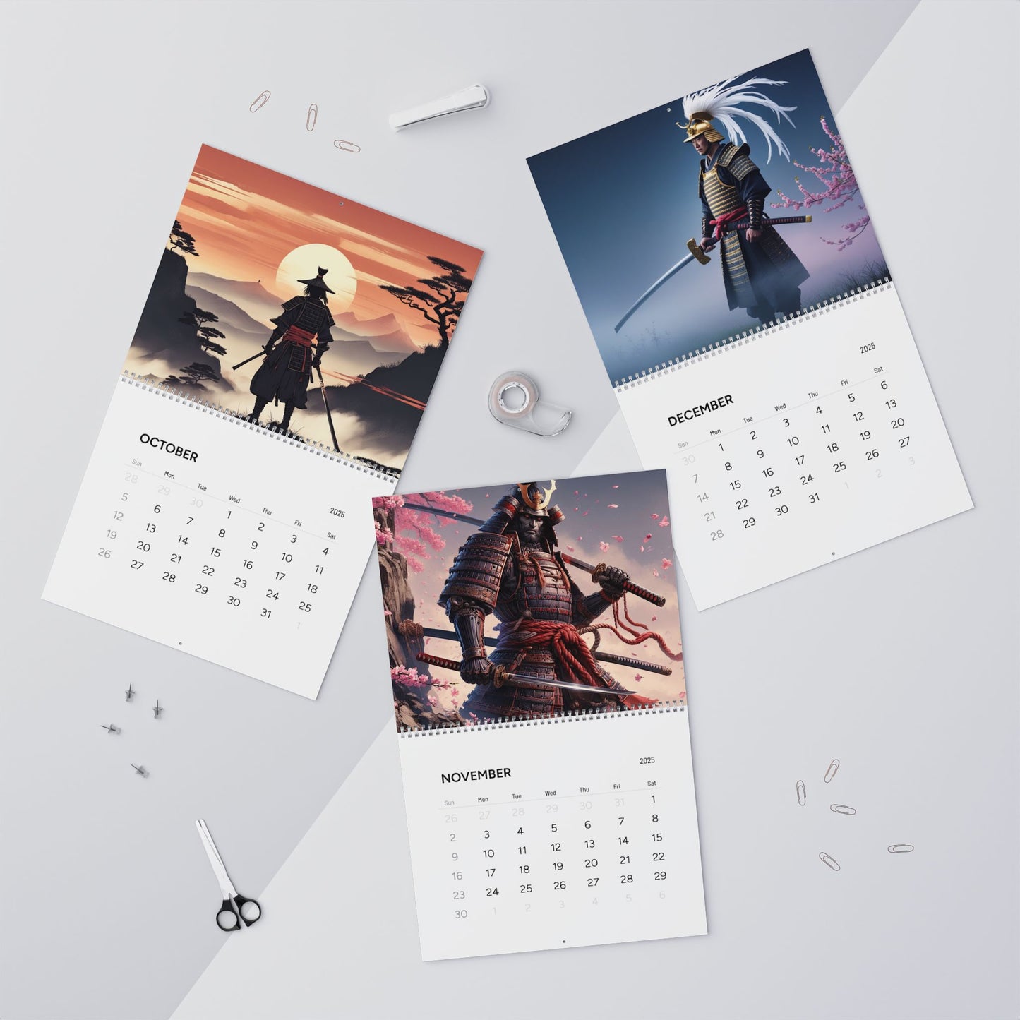 Samurai Calendar (AI creations) / Wall Calendars (2025)