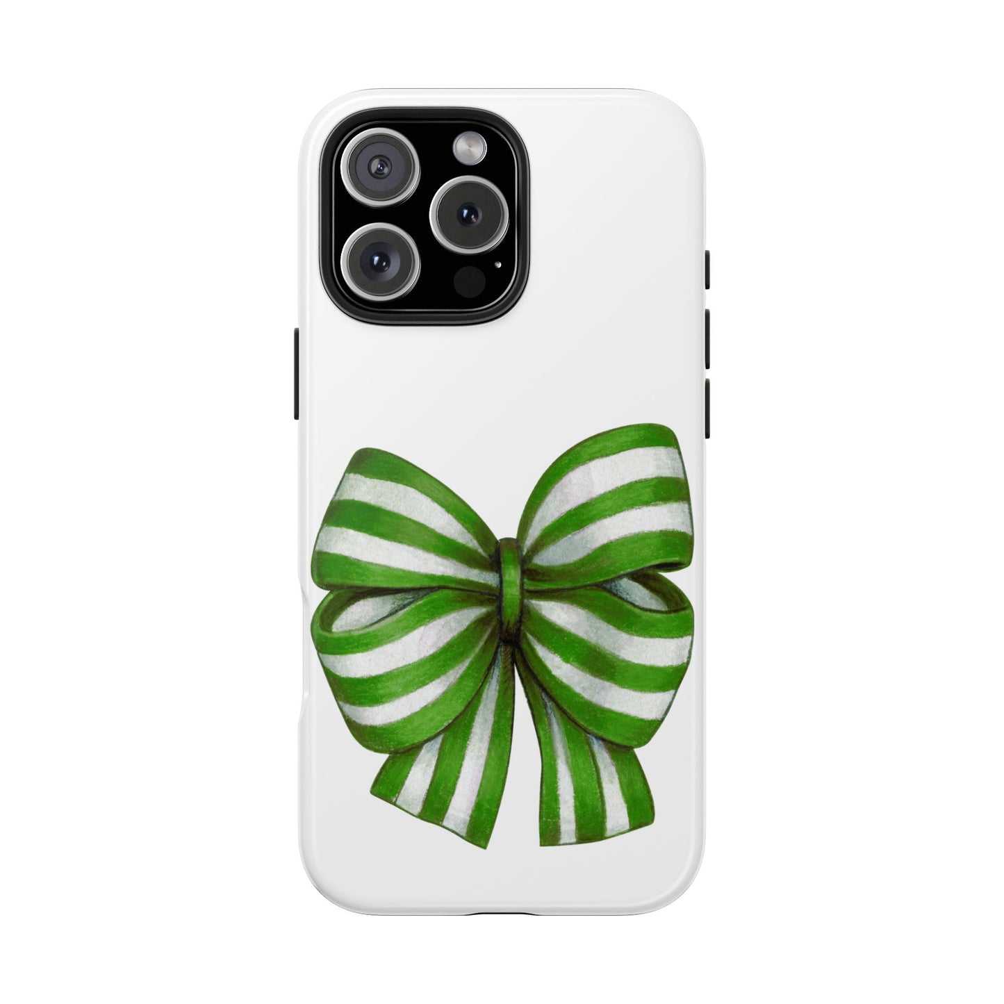 Green striped bow / Tough Phone Cases