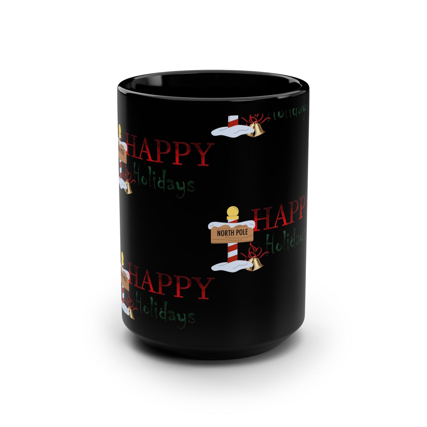 Happy Holidays / Black Mug, 15oz