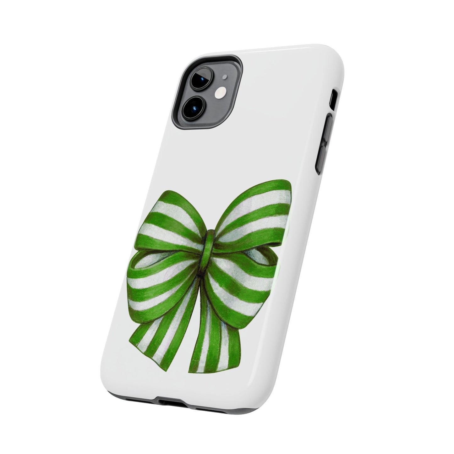 Green striped bow / Tough Phone Cases