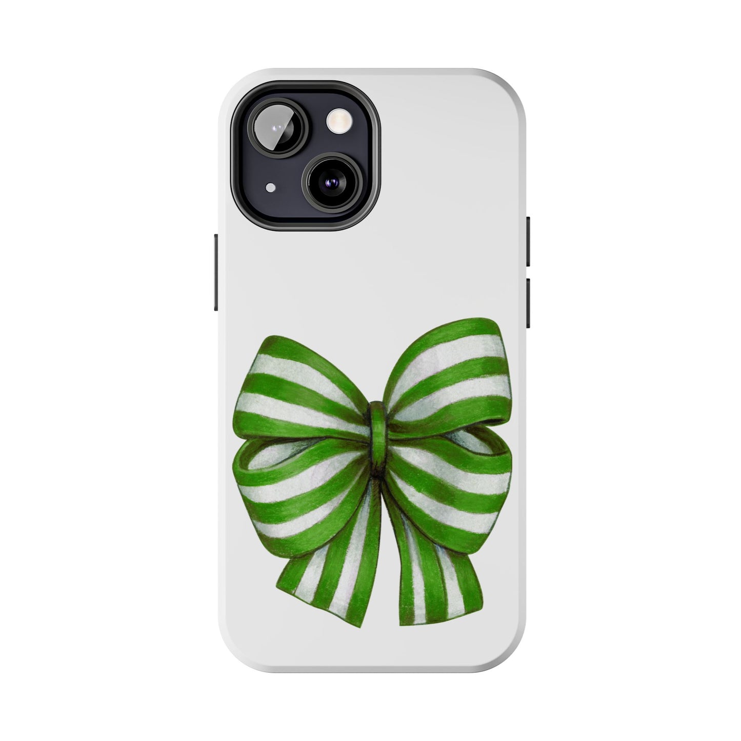 Green striped bow / Tough Phone Cases