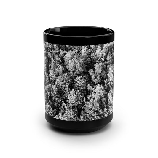 Black & White Trees / Black Mug, 15oz