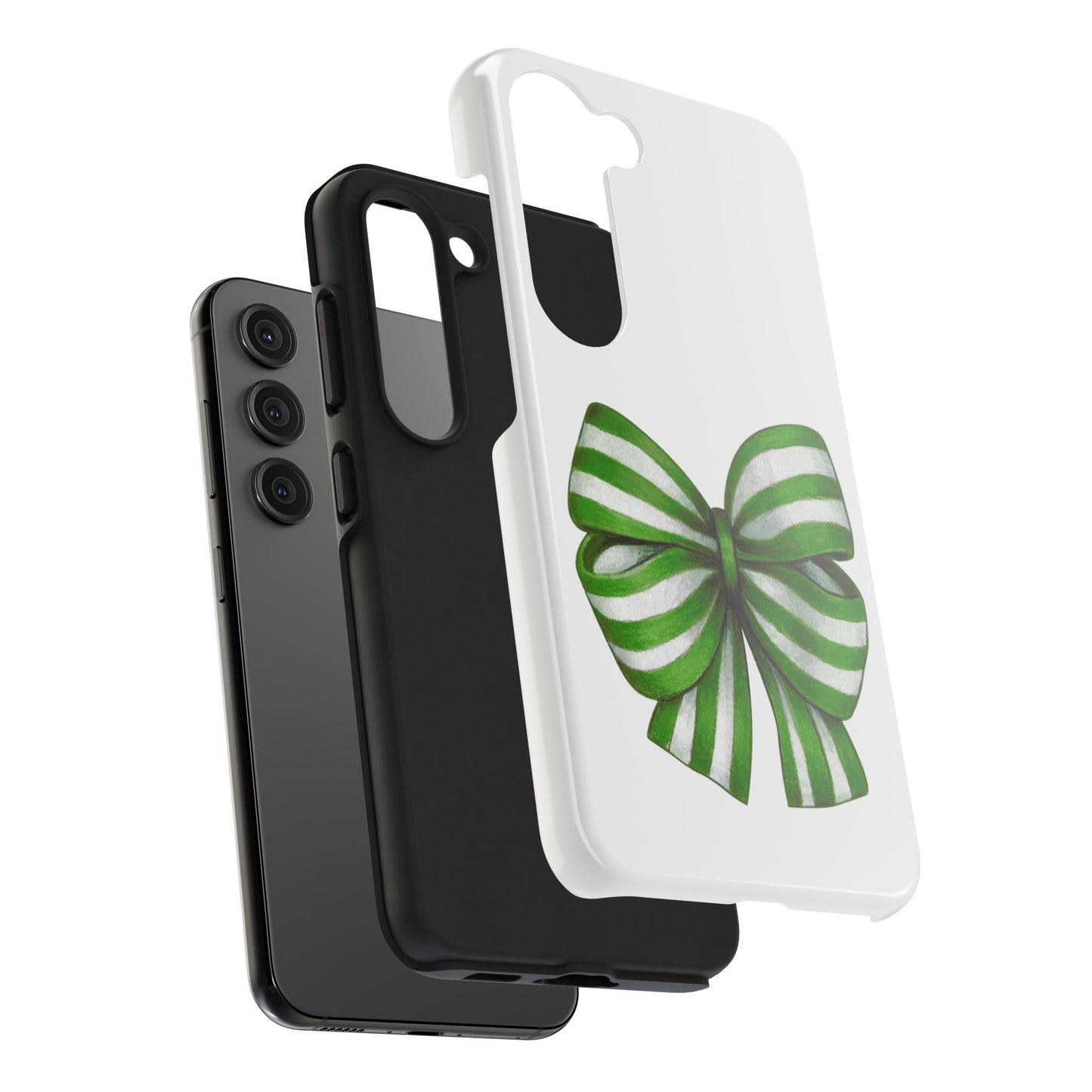 Green striped bow / Tough Phone Cases