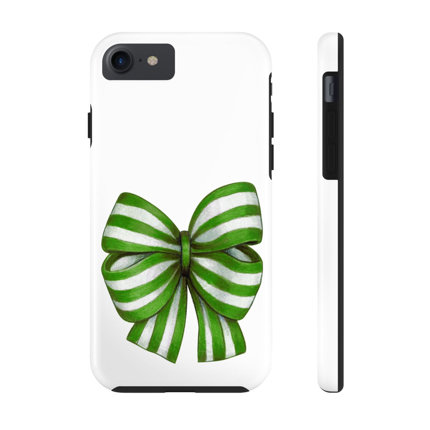 Green striped bow / Tough Phone Cases