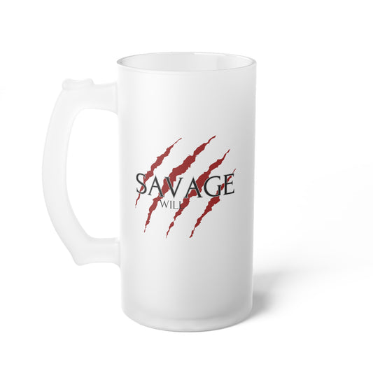 Savage Will / Frosted Glass Beer Mug 16 oz