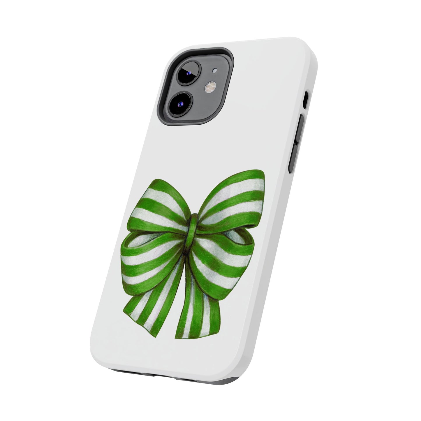 Green striped bow / Tough Phone Cases