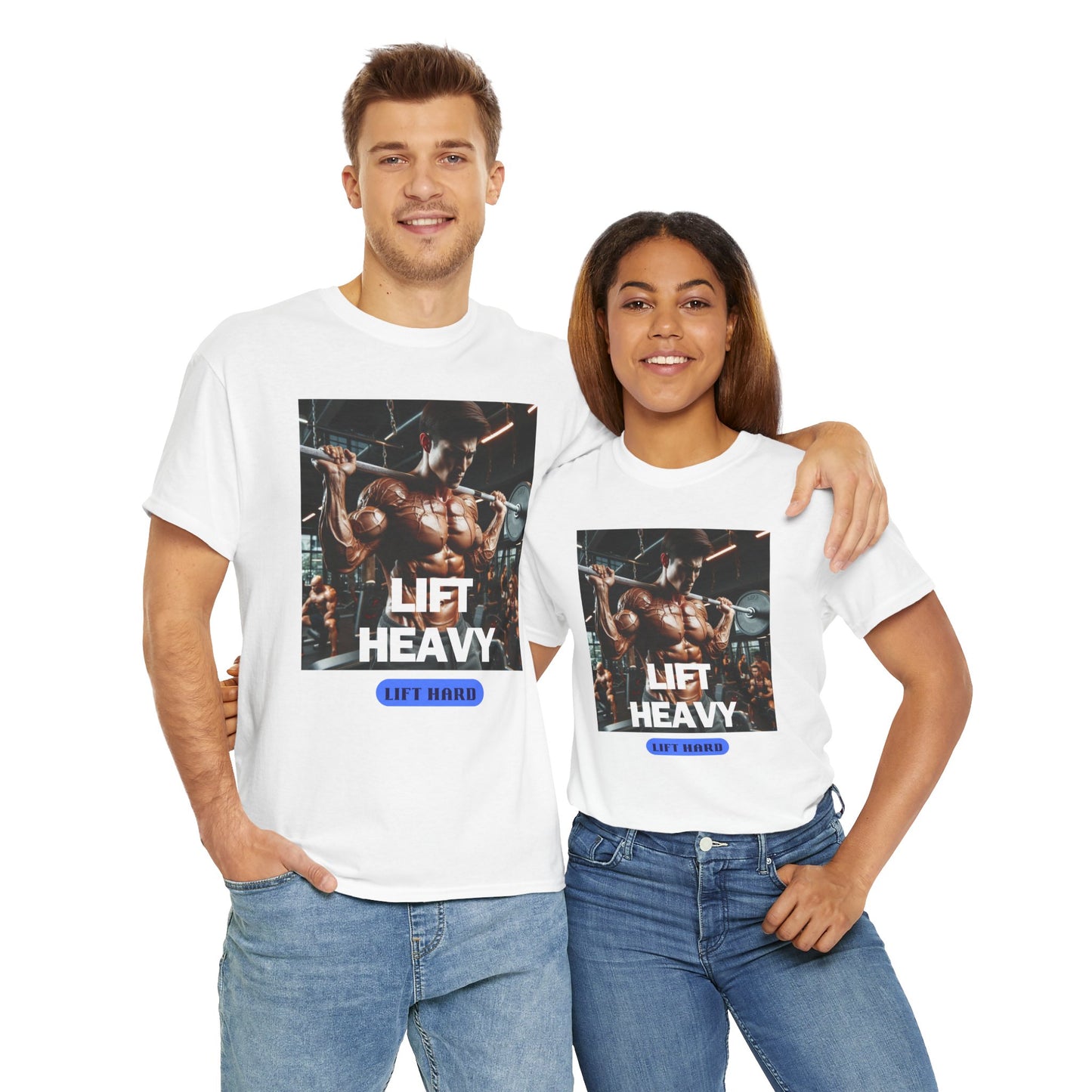 Lift heavy lift hard Unisex Heavy Cotton Tee