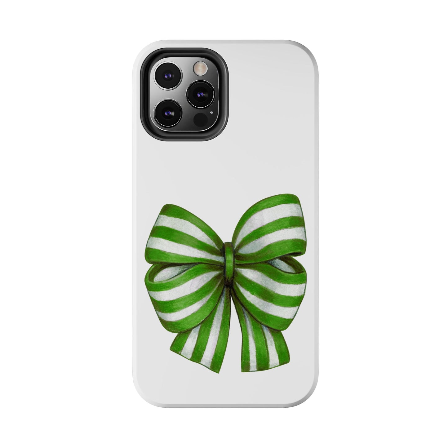 Green striped bow / Tough Phone Cases