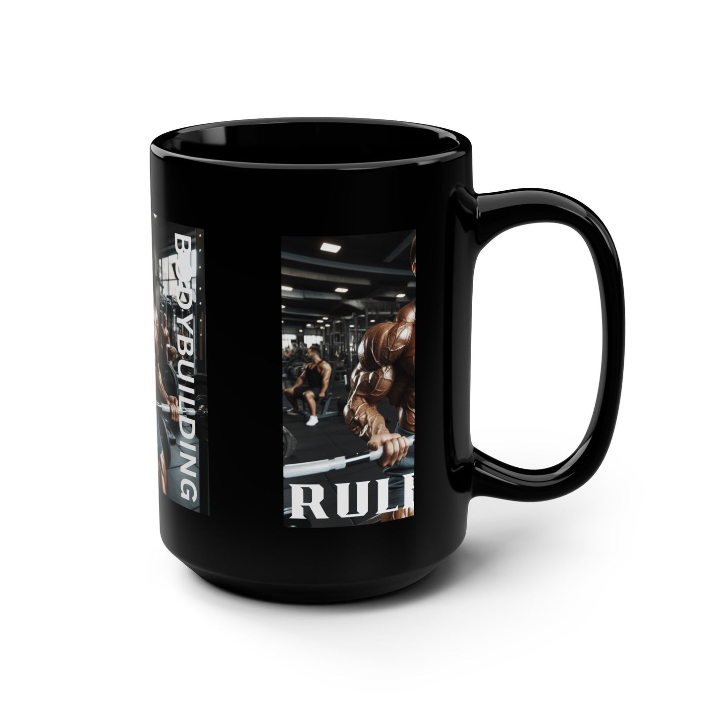 Bodybuilding Rules / Black Mug, 15oz