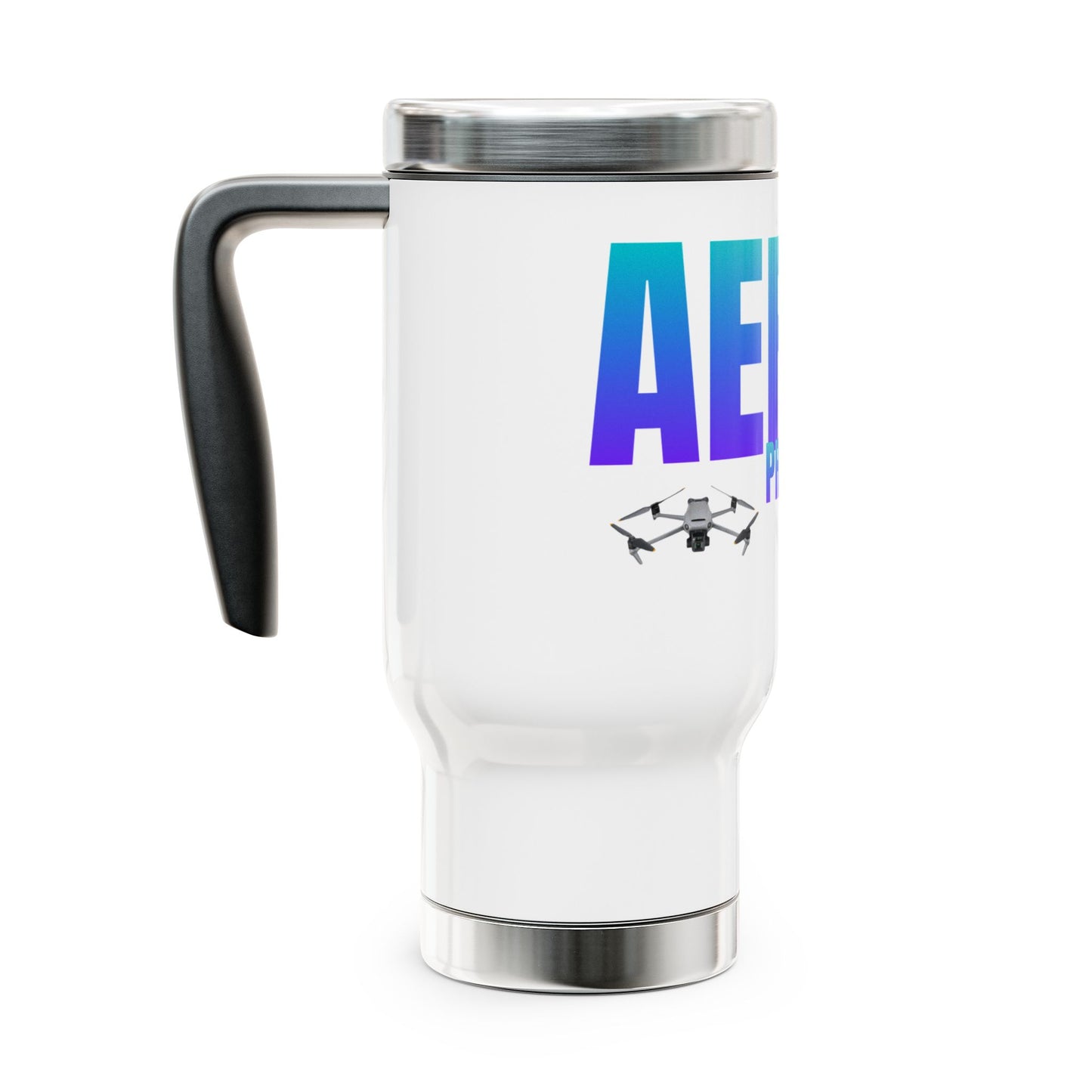 Aerial Photographer / Stainless Steel Travel Mug with Handle, 14oz