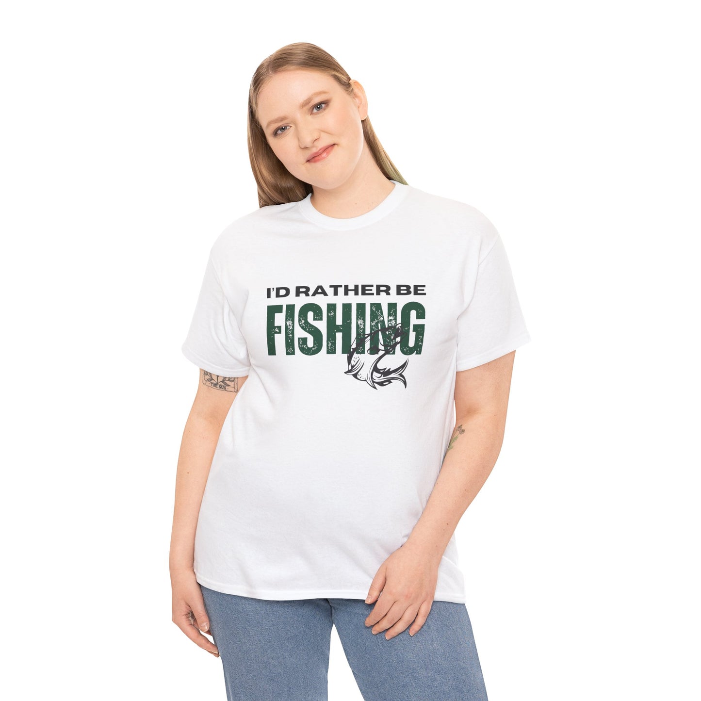 I'd Rather Be Fishing Unisex Heavy Cotton Tee