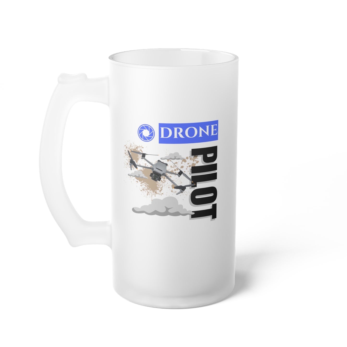 Drone Pilot / Frosted Glass Beer Mug 16 oz