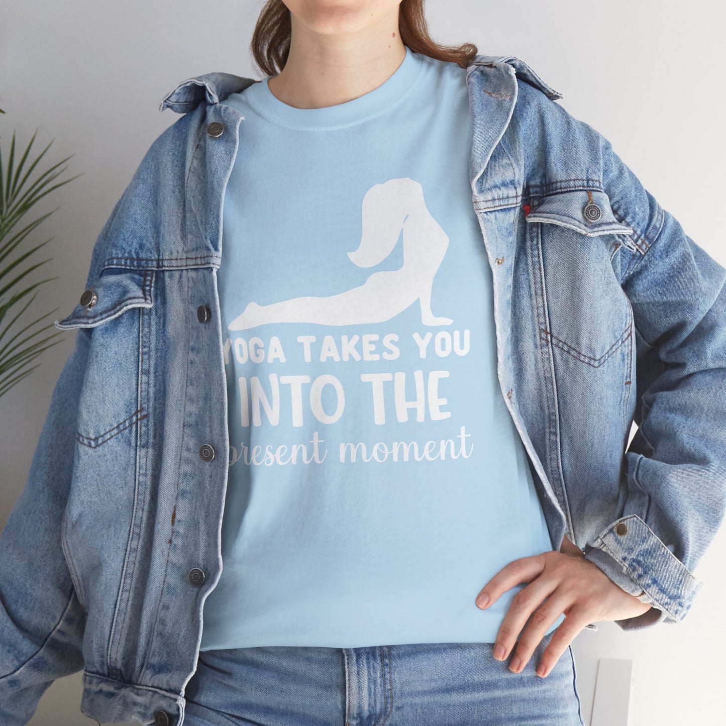 Yoga takes you in to the present moment Unisex Heavy Cotton Tee